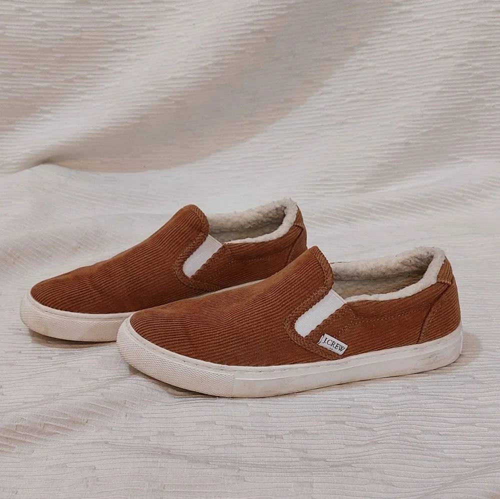 J. Crew Tan Corduroy Slip-On Sneakers Size 8